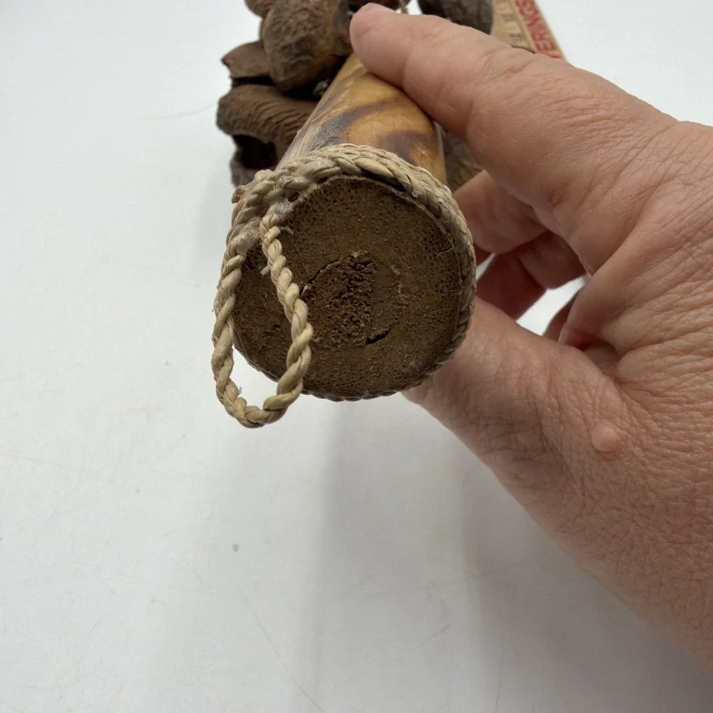 Vintage Natural Seed Pod Rattle Shaker Wooden Handle Percussion Instrument Folk